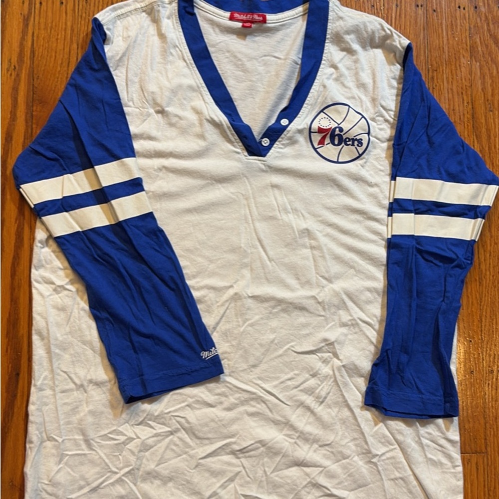 Mitchell & Ness Blue and White Men's Shirt
